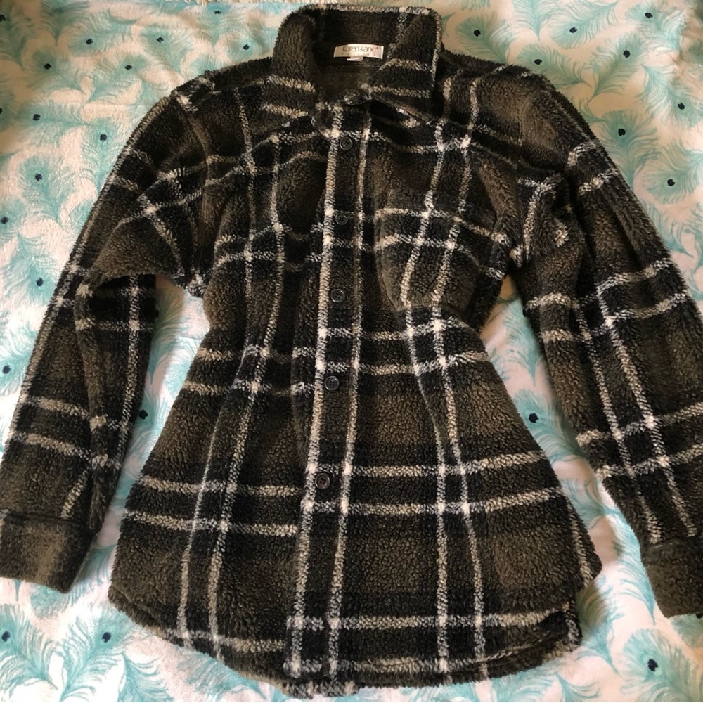 KarenKane Petites Wool Plaid Button-Up Jacket